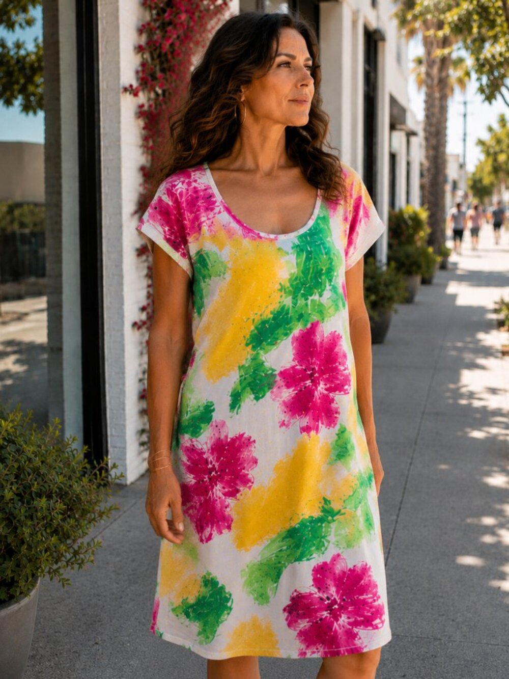 Jams World Vintage Hawaiian Wearable Art Midi Dress Large Floral Tie Back
